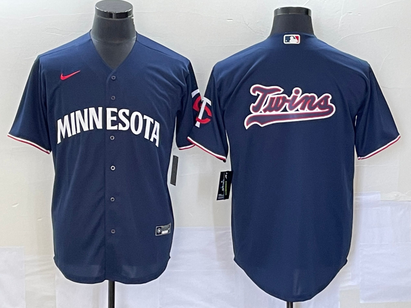 Men's Minnesota Twins Navy Alternate Replica Team Logo jersey