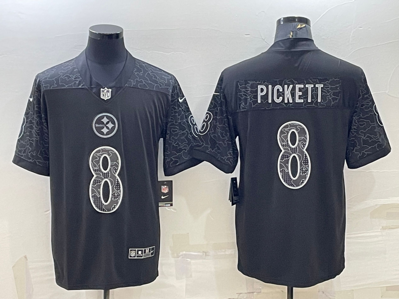 Men's Pittsburgh Steelers Kenny Pickett #8 Black Retired Player RFLCTV Limited Jersey1