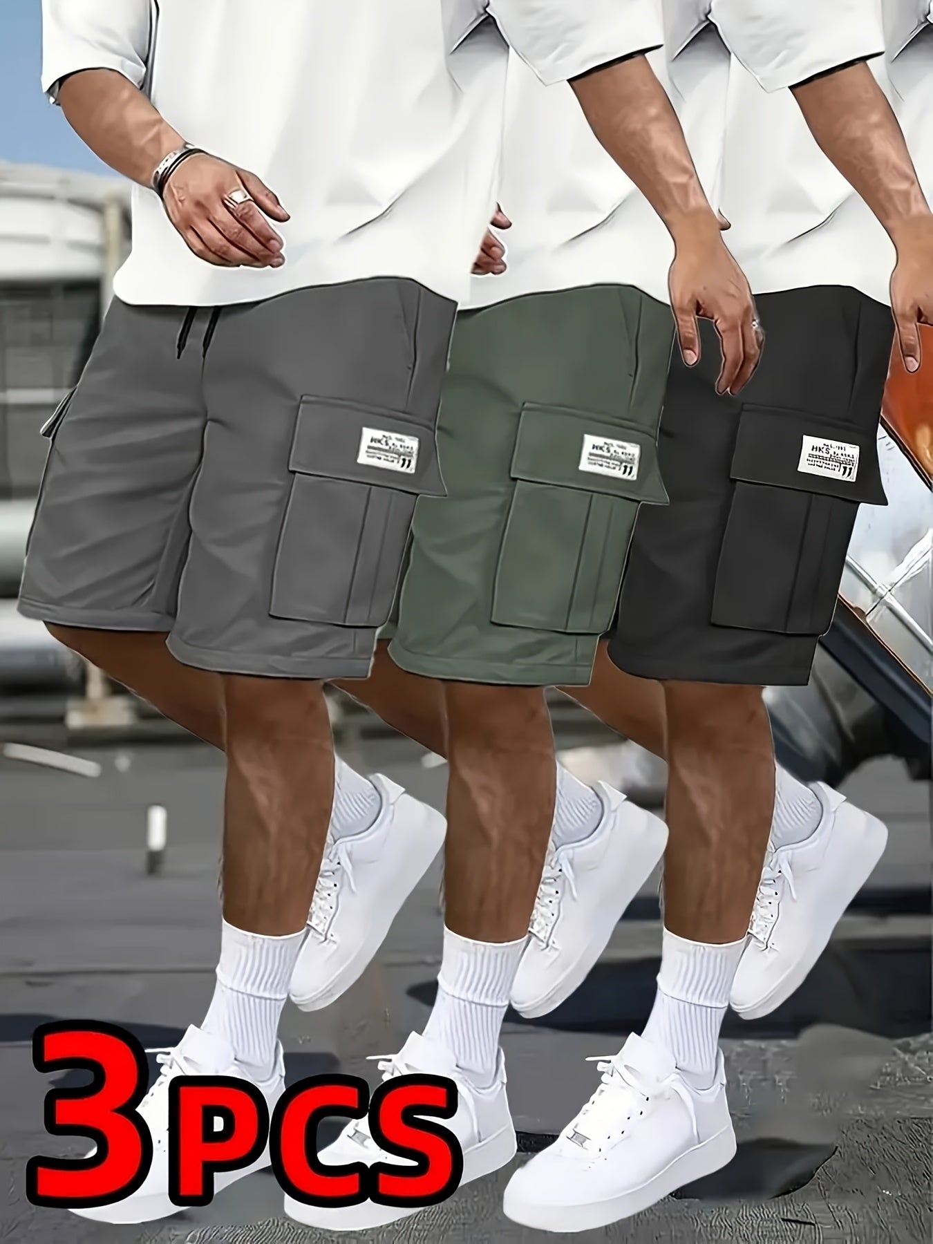 3-Pack Men'S Cargo Shorts Bundle - Heavy-Duty Ripstop Fabric