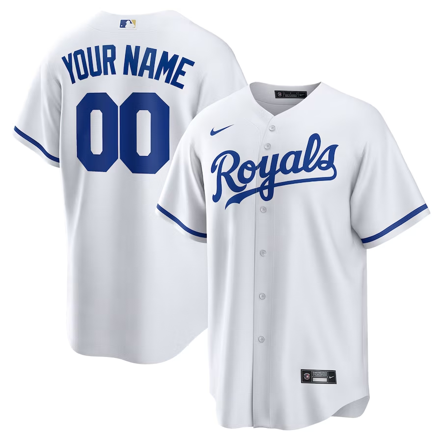 Men's Kansas City Royals White Replica Custom Jersey1