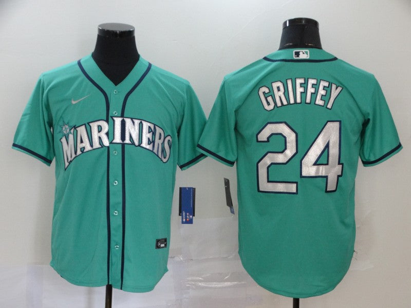 Men's Seattle Mariners Ken Griffey Jr. #24 Green Replica Baseball Jersey1
