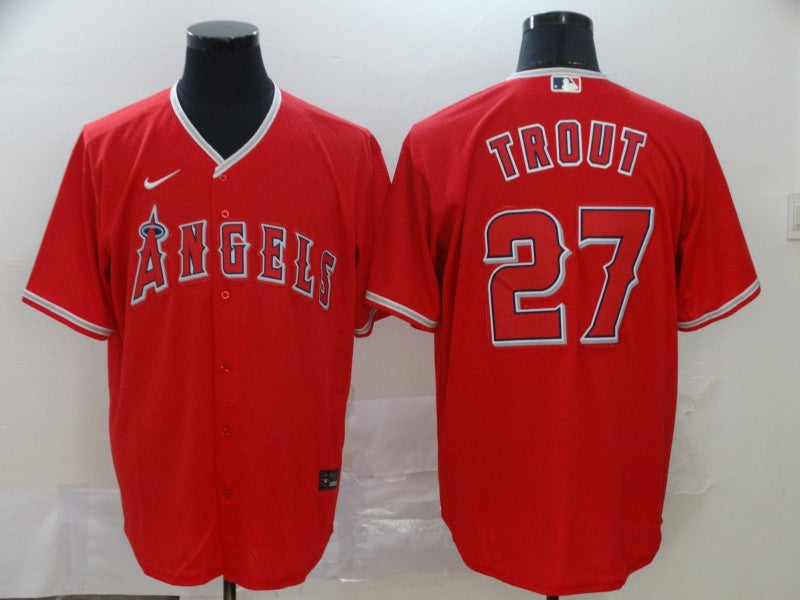 Men's Los Angeles Angels #27 Mike Trout Red Stitched Jersey1