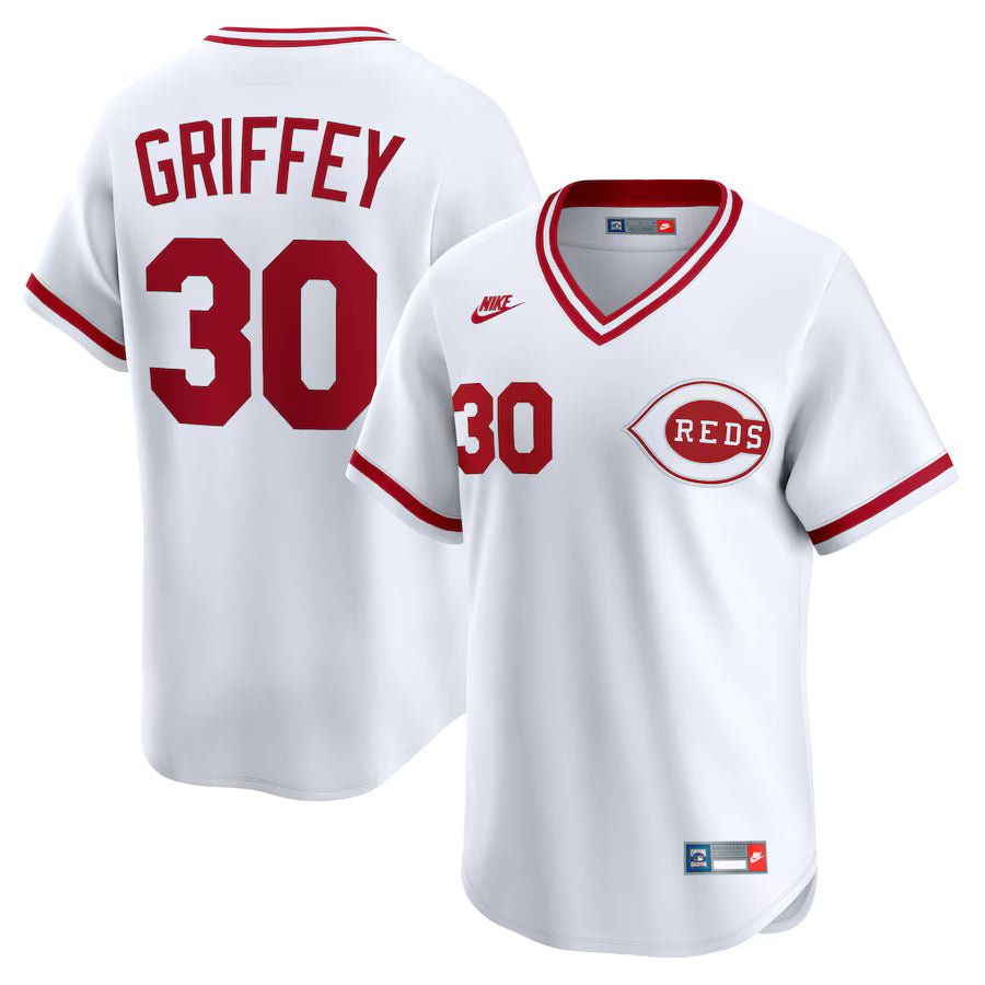 Ken Griffey Jr. Cincinnati Reds Throwback Cooperstown Collection Jersey - White