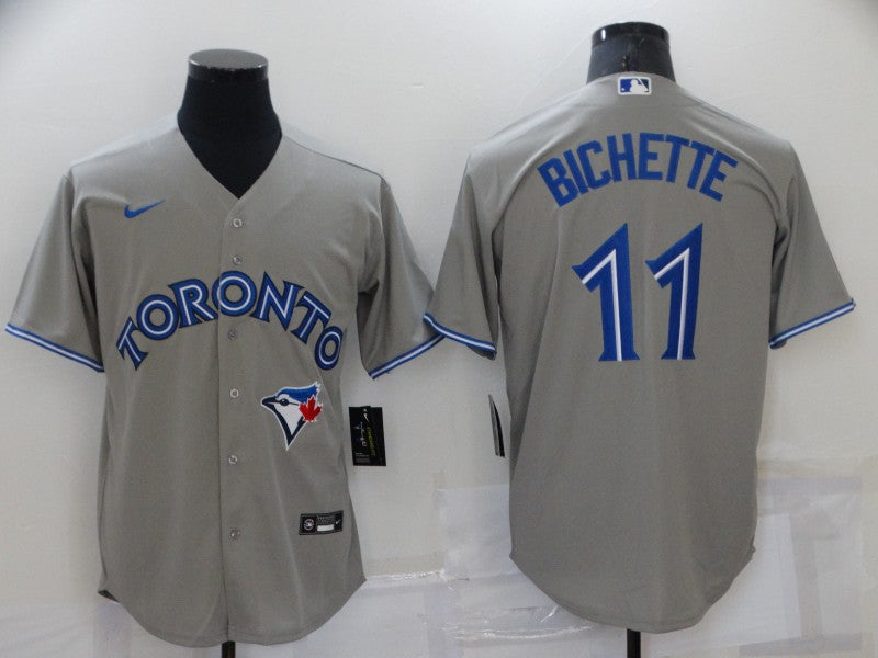 Men's Toronto Blue Jays Bo Bichette #11 Gray Replica Baseball Jersey1