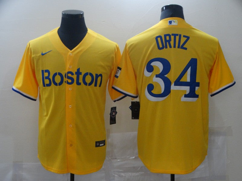 Men's Boston Red Sox David Ortiz #34 Yellow Replica Baseball Jersey1