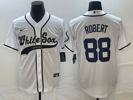Men's Chicago White Sox Luis Robert #88 White Replica Player Jersey1 Joint Edition