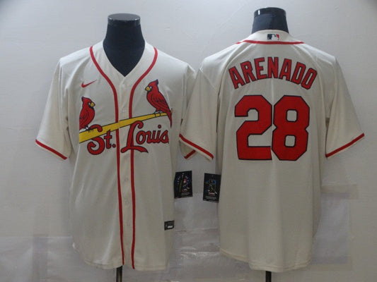 Men's St. Louis Cardinals Nolan Arenado #28 Beige Replica Baseball Jersey1