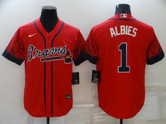 Men's Atlanta Braves Ozzie Albies #1 Red Stitched Player Jersey1