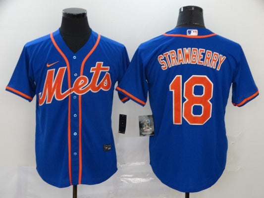 Men's New York Mets Darryl Strawberry #18 Blue Replica Baseball jersey