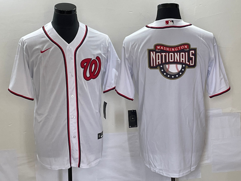 Men's Washington Nationals White Home Replica Team Jersey1