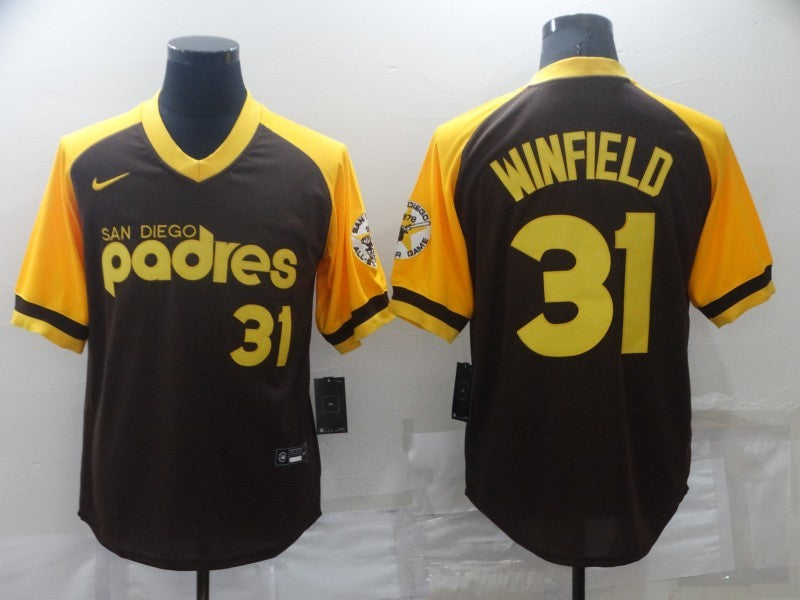 Men's San Diego Padres Dave Winfield #31 Brown Stitched Jersey1
