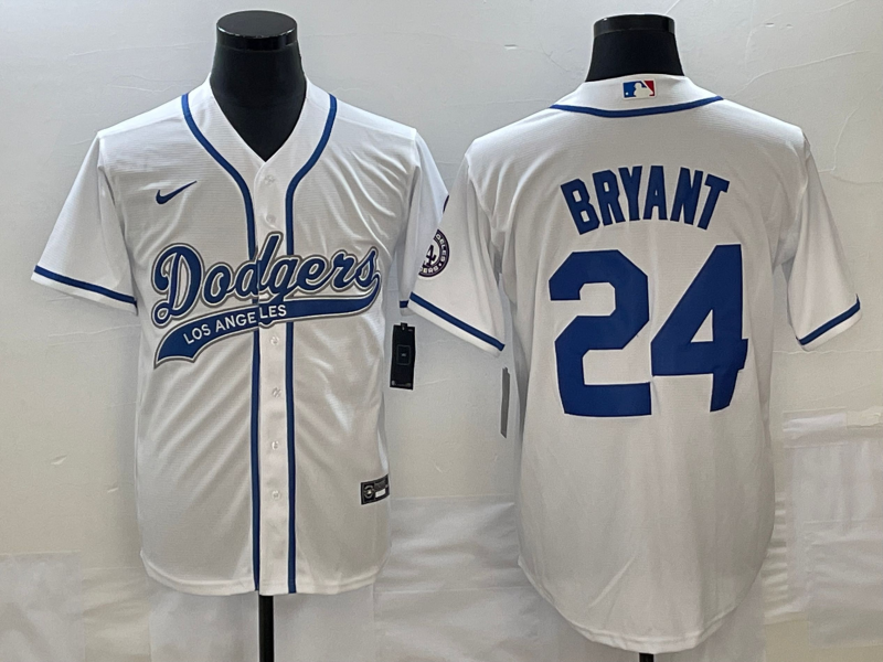 Men's Los Angeles Dodgers Kobe Bryant #24 White Player Jersey1 Joint Edition