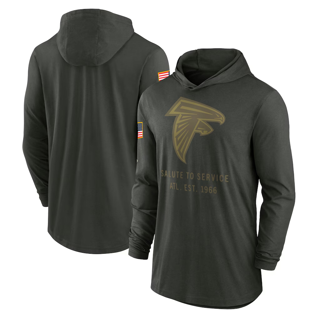 Men's Atlanta Falcons Forest Green 2025 Salute to Service Sideline Dri-FIT Lightweight Hooded Pullover