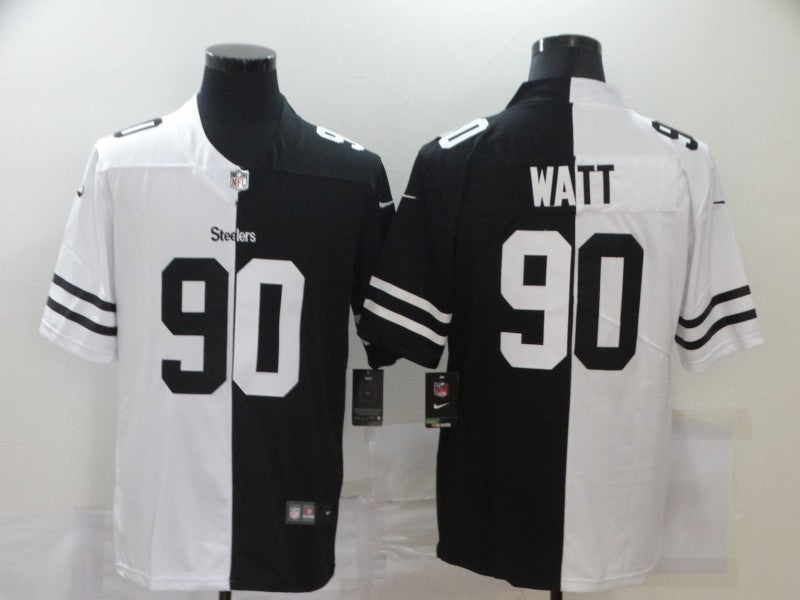 Men's Pittsburgh Steelers T.J. Watt #90 Black/White Game Jersey1