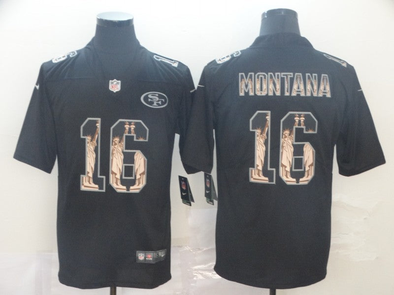 Men's San Francisco 49ers #16 Joe Montana Black Game Jersey1