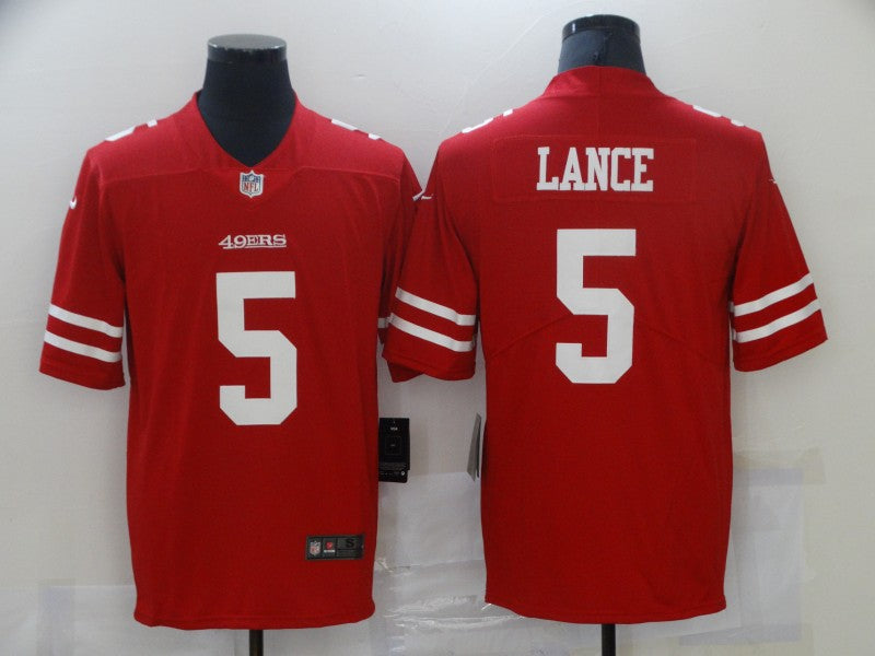 Men's San Francisco 49ers Trey Lance #5 Red Game Jersey1