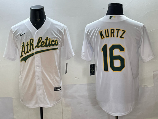 Men's Oakland Athletics Nick Kurtz #16 White Home Replica Player Jersey