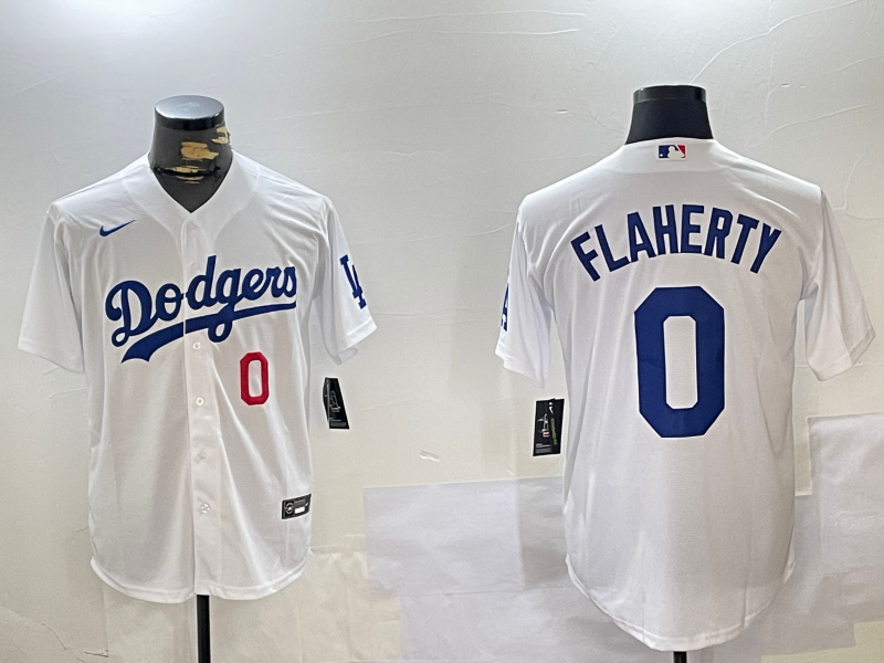 Men's Los Angeles Dodgers Jack Flaherty #0 White Home Replica Player Jersey1