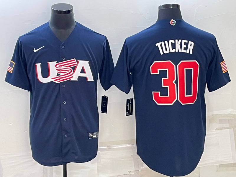 Men's 2023 World Baseball Classic #30 Kyle Tucker USA Navy Jersey1