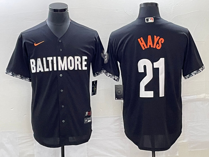 Men's Baltimore Orioles Austin Hays #21 Black 2023 City Connect Replica Player Jersey1