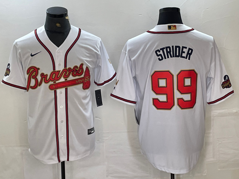 Men's Atlanta Braves Spencer Strider #99 White Replica Game Jersey1