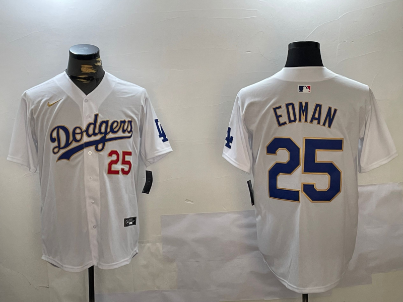 Men's Los Angeles Dodgers Tommy Edman #25 White Game Player Jersey1