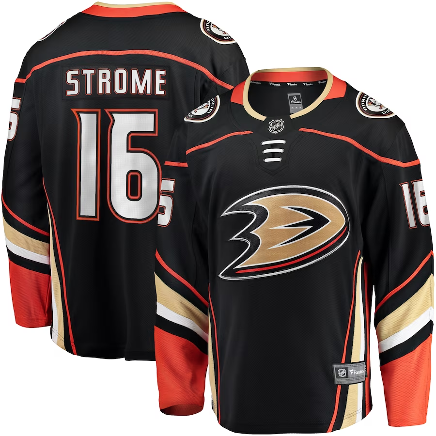 Men's Anaheim Ducks Ryan Strome #16 Black Home Breakaway Jersey1