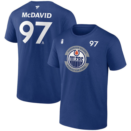 Men's Edmonton Oilers Connor McDavid Fanatics Royal 2025 Stanley Cup Final Name & Number T-Shirt