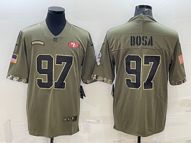 Men's San Francisco 49ers Nick Bosa #97 Olive 2022 Salute To Service Retired Player Limited Jersey1