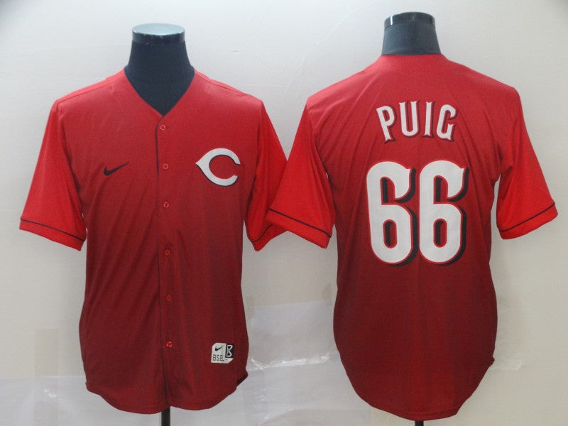 Men's Cincinnati Reds Yasiel Puig #66 Red Fashion Stitched Jersey1