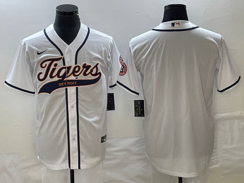 Men's Detroit Tigers White Blank Replica Jersey1 Joint Edition