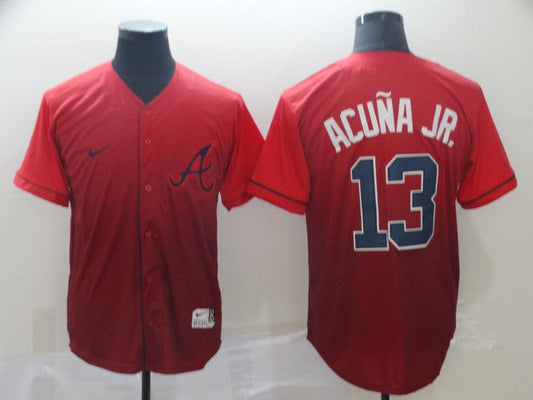 Men's Atlanta Braves Ronald Acuna Jr. #13 Red Replica Player Jersey1