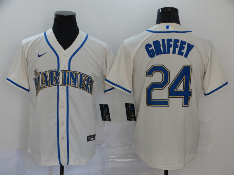 Men's Seattle Mariners Ken Griffey Jr. #24 Beige Replica Baseball Jersey1