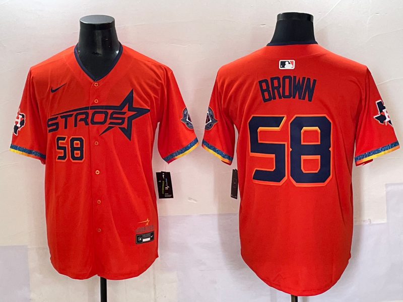 Men's Houston Astros Hunter Brown #58 Orange 2025 City Connect Limited Player Jersey