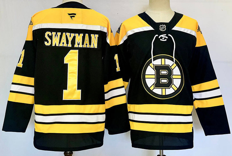 Men's Boston Bruins Jeremy Swayman #1 Fanatics Black Player Jersey