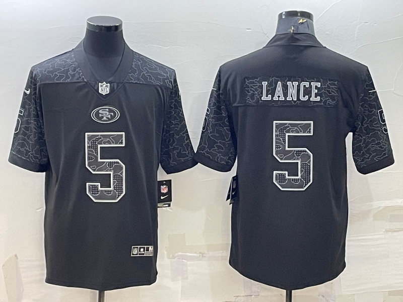 Men's San Francisco 49ers Trey Lance #5 Black RFLCTV Limited Jersey1