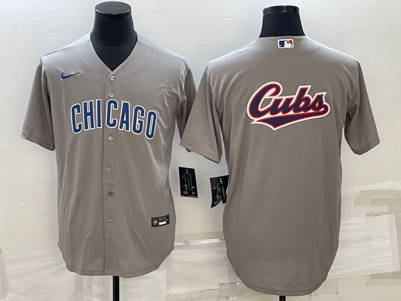 Men's Chicago Cubs Gray Road Replica Team Jersey1