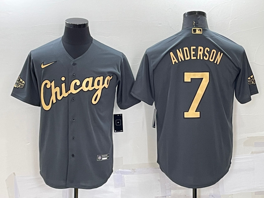 Men's Chicago White Sox Tim Anderson #7 Gray Replica Player Jersey1