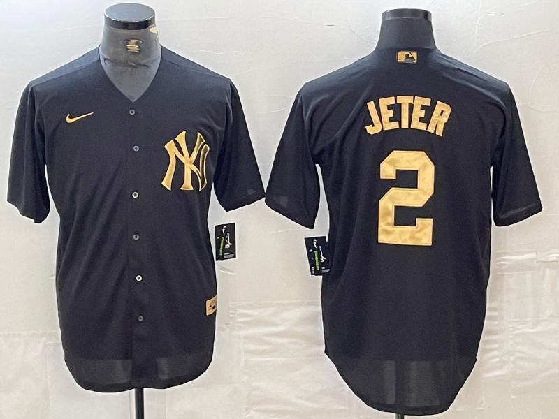 Men's New York Yankees Derek Jeter #2 Black Limited Player Jersey1