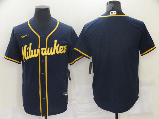 Men's Milwaukee Brewers Navy Replica Blank Jersey1