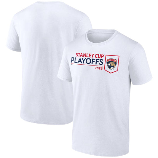 Men's Florida Panthers White 2025 Stanley Cup Playoffs Logo T-Shirt