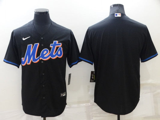 Men's New York Mets Black 2022 Alternate Replica Blank Jersey1