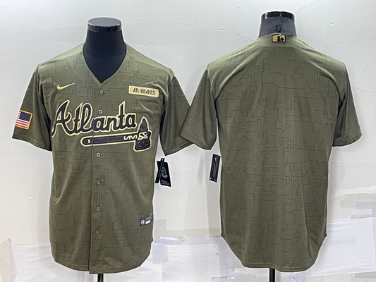 Men's Atlanta Braves Olive Salute To Service Limited Blank Jersey1