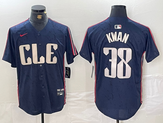 Men's Cleveland Guardians Steven Kwan #38 Navy 2024 City Connect Limited jersey