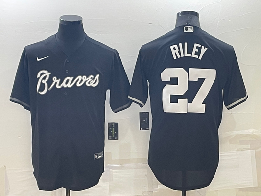 Men's Atlanta Braves Austin Riley #27 Black Replica Player Jersey1
