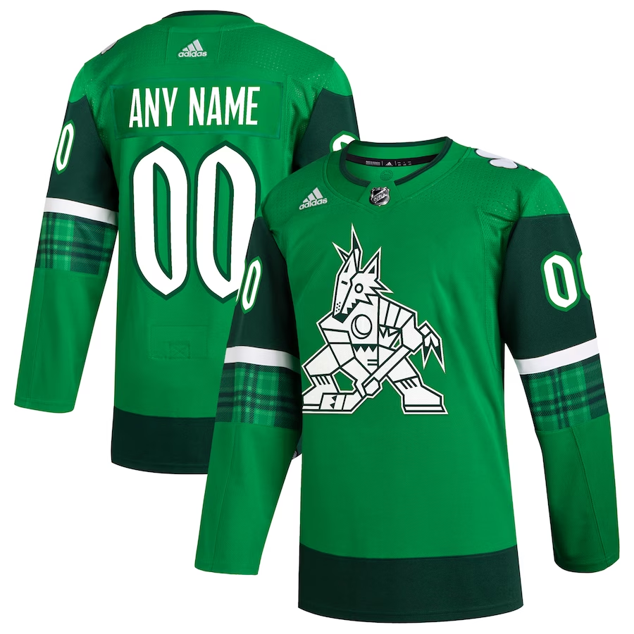 Men's Arizona Coyotes Kelly Green St. Patrick's Day Authentic Custom Jersey1