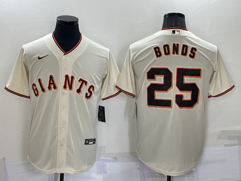Men's San Francisco Giants Barry Bonds #25 Beige Replica Baseball Jersey1