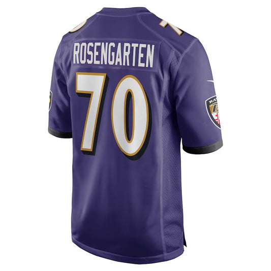 B.Ravens #70 Roger Rosengarten Purple Game Jersey Stitched American Football Jerseys