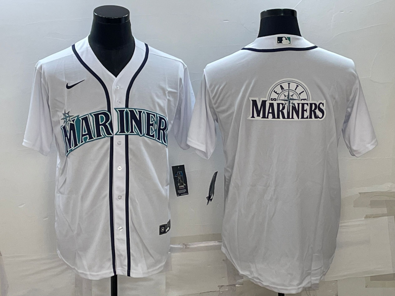Men's Seattle Mariners White Home Replica Team Jersey1
