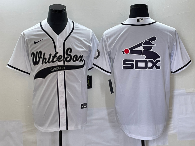 Men's Chicago White Sox White Replica Player Jersey1 Joint Edition